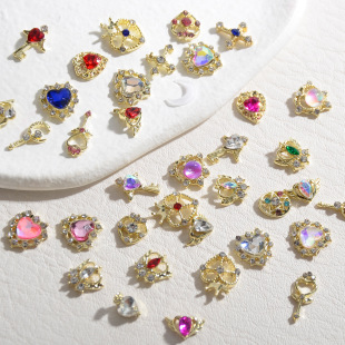 Beauty Girl Warrior Nail Art Jewelry Alloy Material Package Water Ice Moon Love Nail Decoration Rhinestone Net Celebrity Super Flash