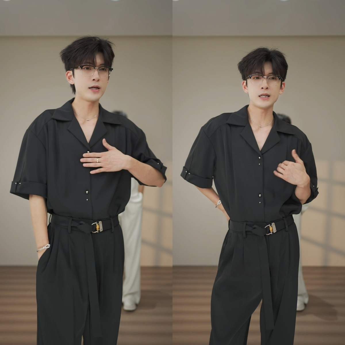 Summer New Men's Fashion Simple Light Luxury Lazy Niche Versatile High-End Cool Drape Short-Sleeve Shirt Set