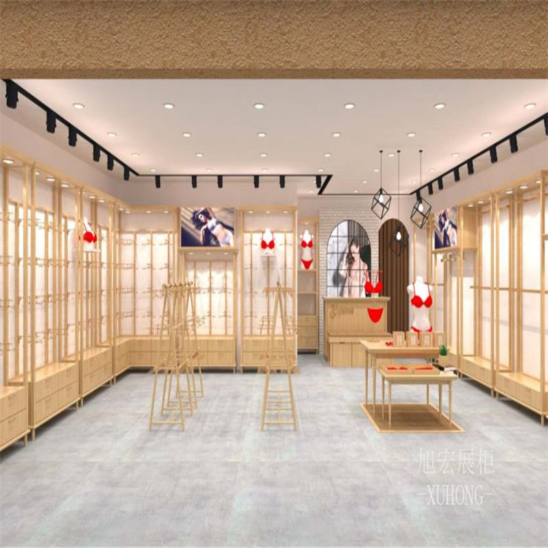 服装店家居服展柜木纹烤漆文胸展厅内衣货架内衣展示柜定制
