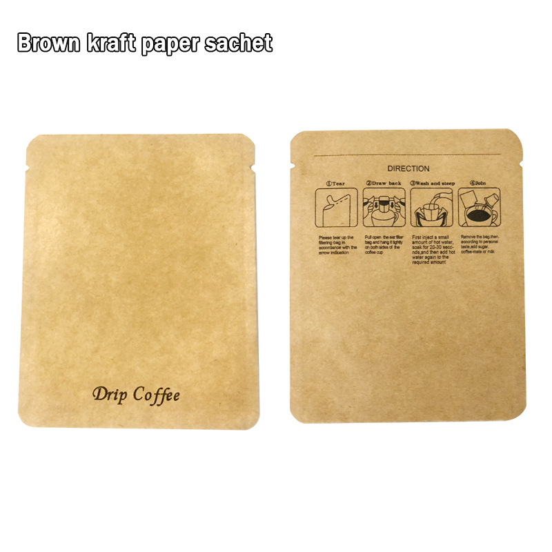 Pla bolsa de oreja sellada de tres lados papel de aluminio de color Chapado en aluminio papel de filtro de café lavado a mano bolsa de embalaje pequeña al por mayor