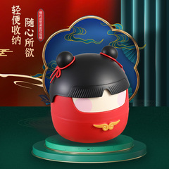 中国風の蓋付きデスクトップゴミ箱 Nezha ゴミ箱大容量学生寮フリップトップデスクトップ収納ボックス