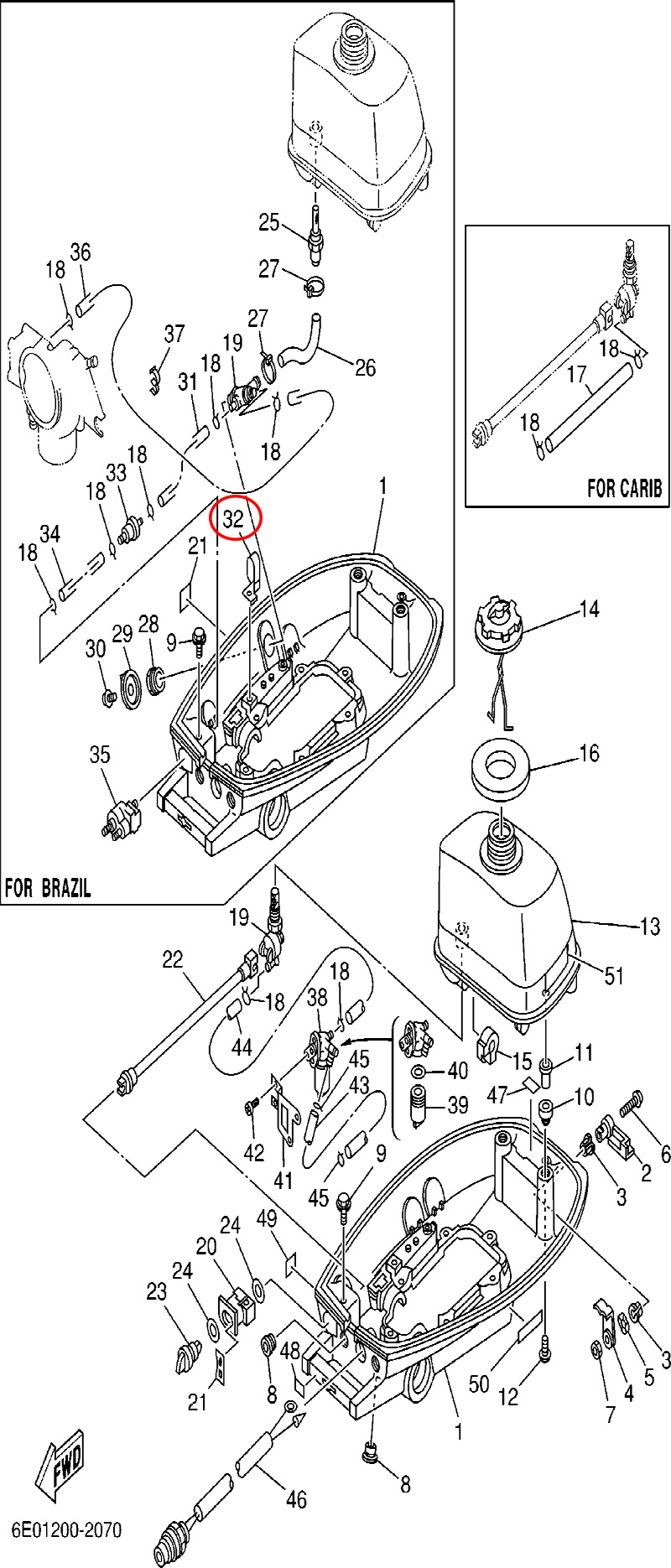 32)翟墨DEMONS舷外机船外挂机橡皮艇冲锋舟90465-08M62