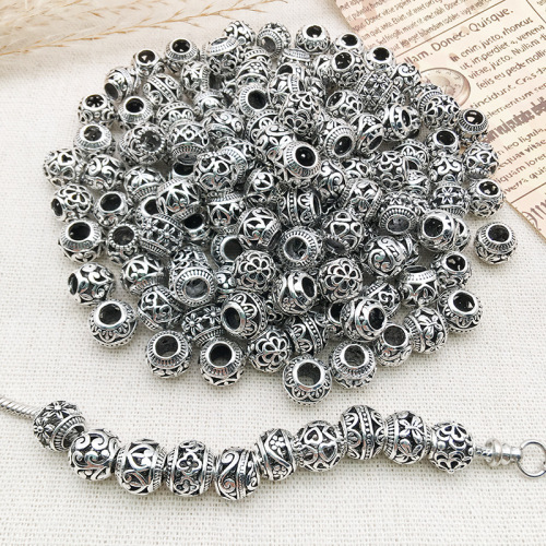 Hole 10mm Bezel Round Hole Beads Vintage Silver Plated Large Hole Separating Beads Bracelet Bead Accessories