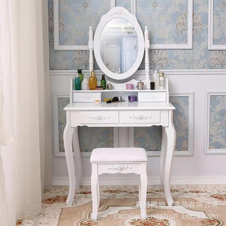 European-Style Dressing Stool White French Luxury Dressing Table Stool Fashionable Small Apartment Simple Modern Pastoral Home