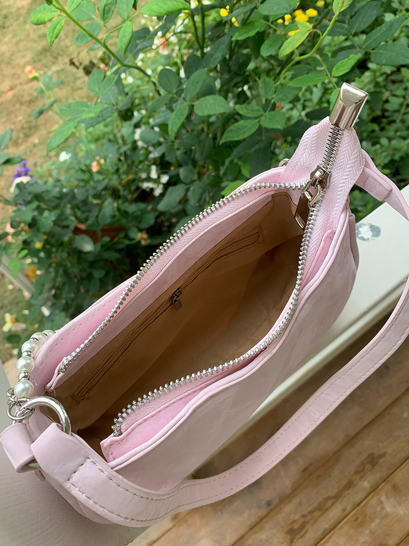 181g Weight Pearls, Sewing Thread, Chain Fashion Element Zipper Closure Type Single Shoulder Strap Strap Type Shoulder Bag Bags Type Casual, Daily, Shopping Occasion Pu Leather Material Solid Color, Bow Knot Pattern All Seasons Season Women's Gender Cute Style Square Shape Women's Pu Leather Solid Color Bow Knot Cute Pearls Sewing Thread Chain Square Zipper Shoulder Bag 8