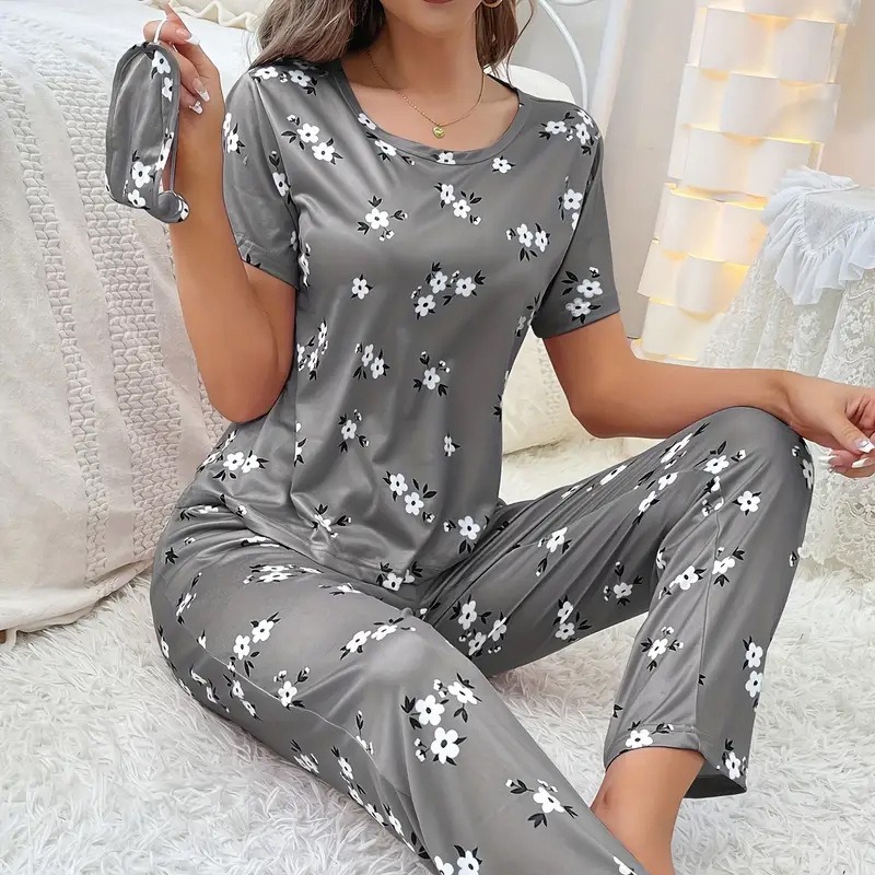Pijamas de comercio exterior de primavera AliExpress, ropa para el hogar de seda de leche, pantalones finos de manga larga con estampado de dibujos animados, pijamas que se pueden usar afuera