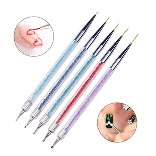 Cross-border exclusive for 5 sets of double-head drawing line drawing pen construction pen point drill pen point flower needle color painting pen nail art set
