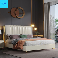 双人实木软包婚床科技布床主卧现代简约轻奢免洗北欧布艺床小户型