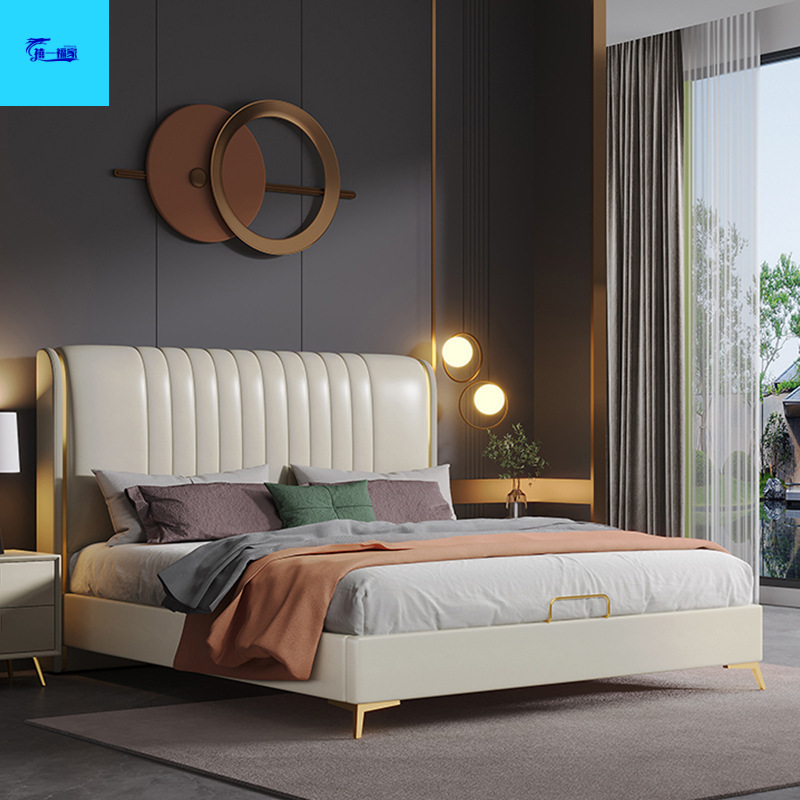 双人实木软包婚床科技布床主卧现代简约轻奢免洗北欧布艺床小户型