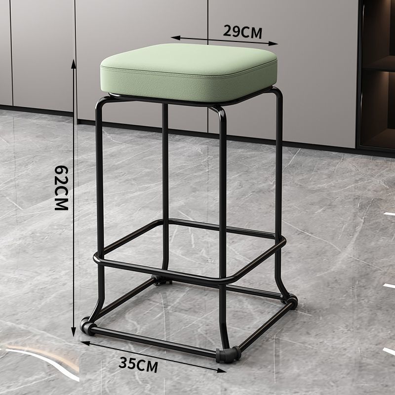 Taburete redondo de envoltura suave, silla de comedor de hierro forjado, taburete cuadrado sólido moderno, taburete de acero apilable para el hogar image 26