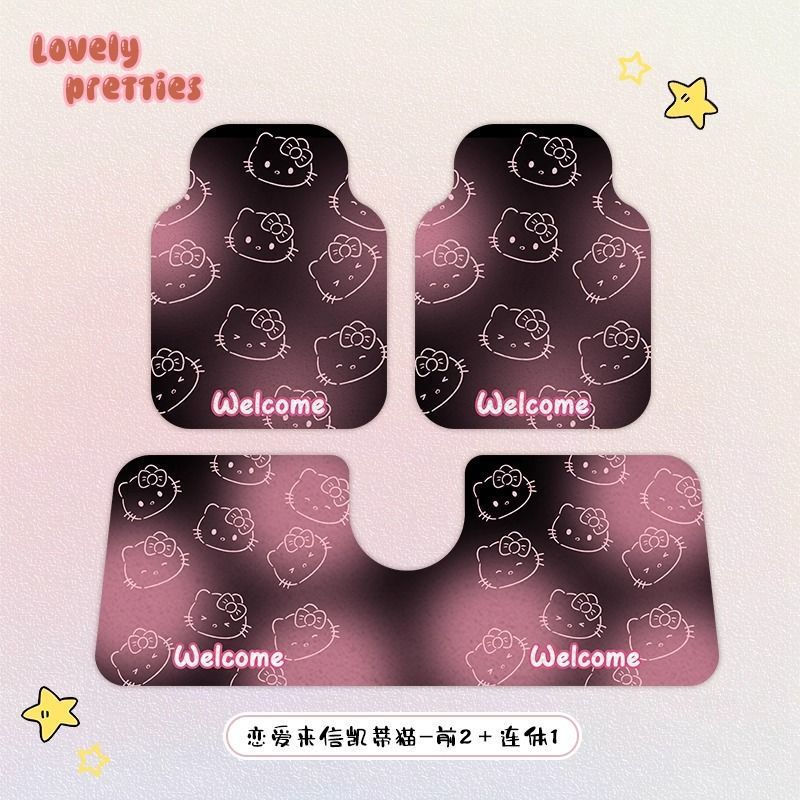 Universal car floor mat with silk loop design, cute cartoon puppy design for the driver's side, anti-dirt single-piece car carpet