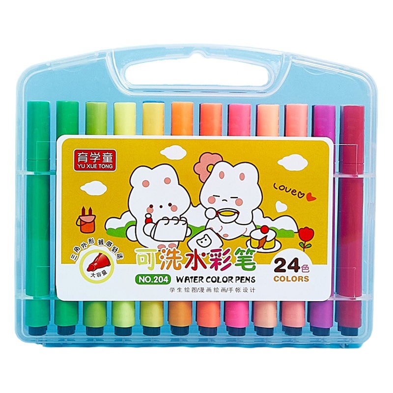 Pintura DE LOS NIÑOS lavable triángulo titular de la pluma caja acuarela pluma suave cabeza de la pluma acuarela color pluma suministros de arte al por mayor