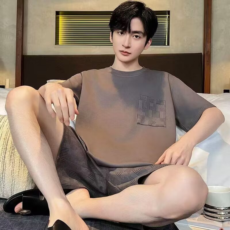 2026 comercio exterior transfronterizo verano estilo coreano de dibujos animados hombre simple relajado ocio de manga corta traje de ropa para el hogar se puede usar fuera