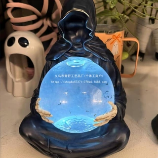 The Death God's Crystal Ball死神水晶球 - 哥特式黑袍死神雕塑