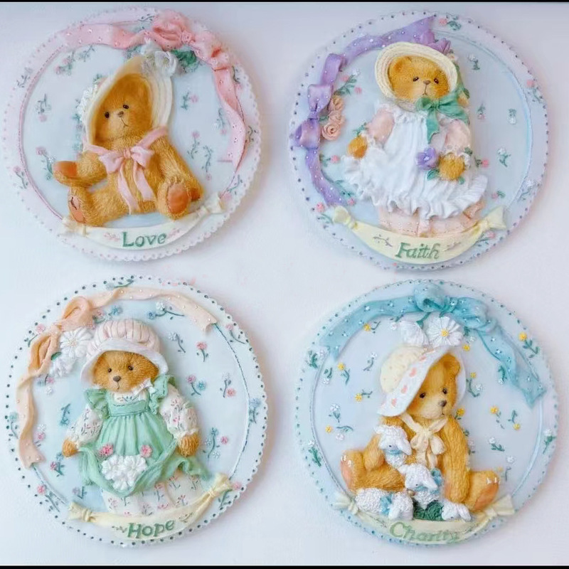 Cherish Bear Plaster Doll Children's DIY Coloring Decoration Plate Painted Gift Souvenir Stall Decoration