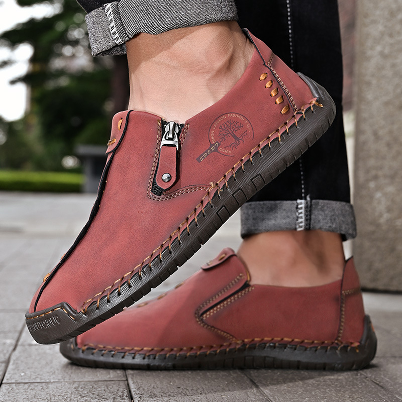Nuevos zapatos casuales de primavera transfronterizos zapatos de cuero con cremallera de tamaño grande para hombres zapatos de Lefour de tamaño grande hechos a mano image 4