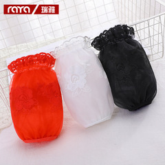 Women's Sweet Flower Embroidery Double-layer Mesh Sleeves Ruiya Short Candy Color Sleeves