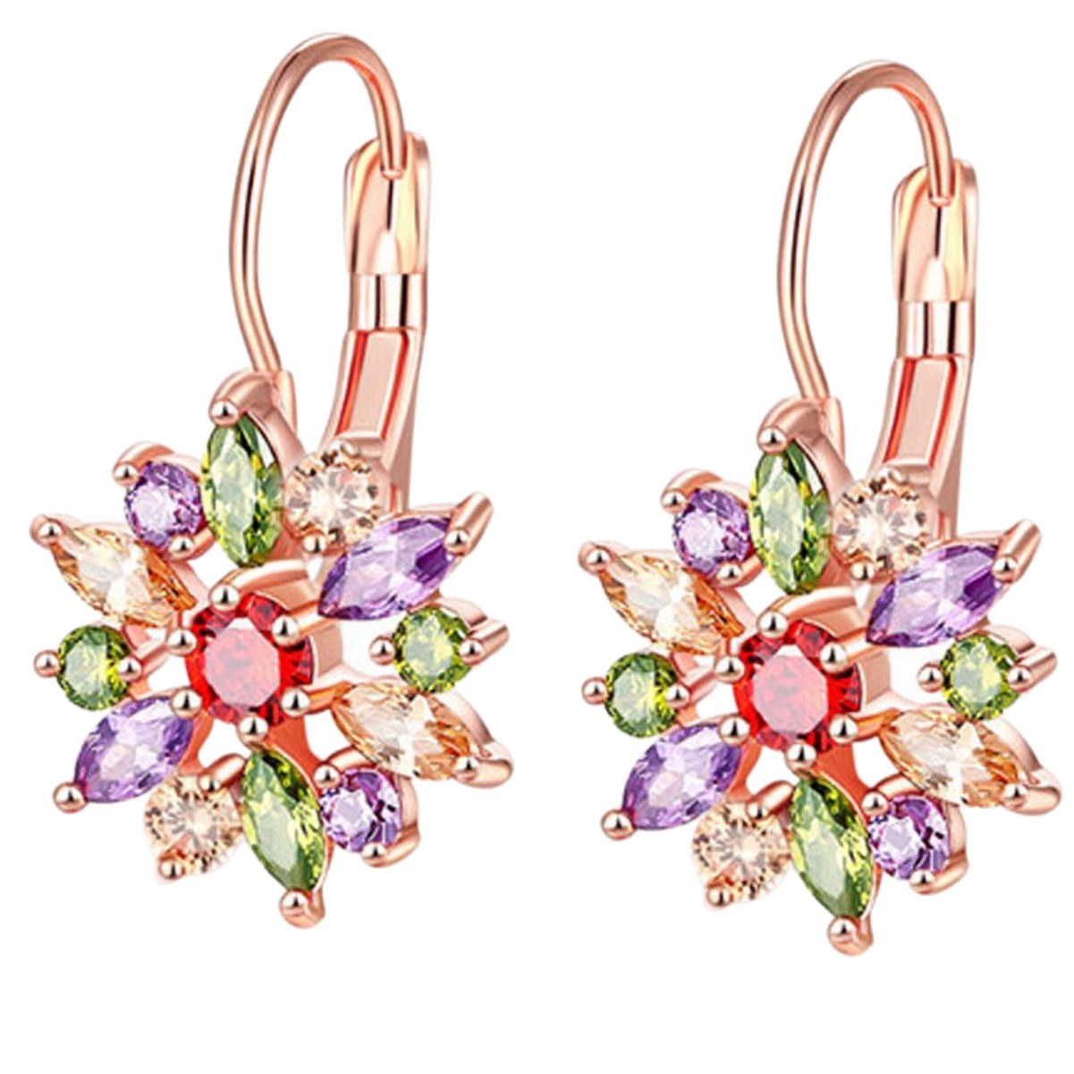 Colorful Flower Zircon Stud Earrings For Elegant Daily Wear_voghion.com