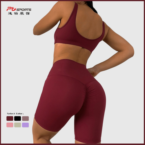 European and American suit pleated breathable yoga clothes for women, hip lift, high waist, pleated yoga shorts, trousers, sports fitness clothes for women