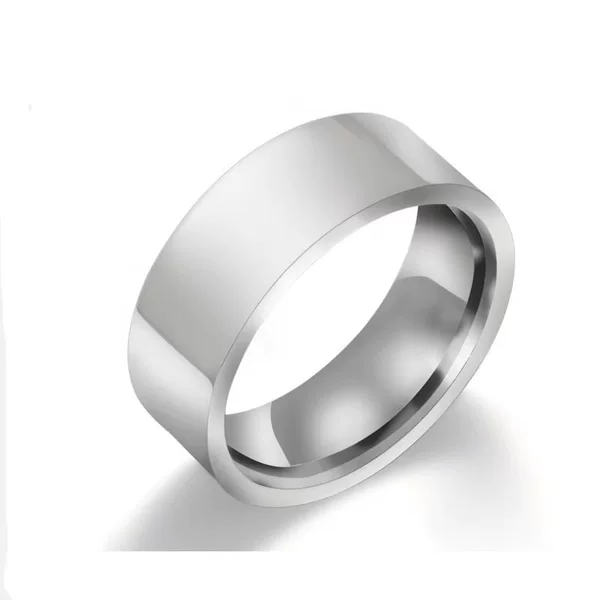 European and American Fashionable Simple Plain Ring Titanium Steel Glossy Jewelry, 8mm Niche Non-Fading Accessible Luxury Flat Couple Ring