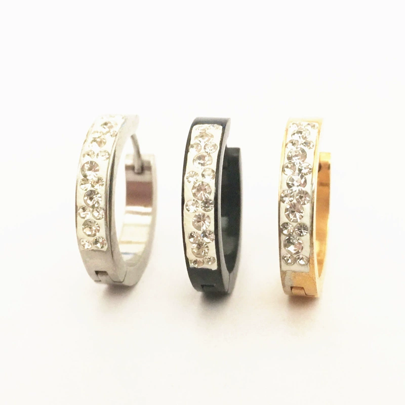 Модная глина, серьги из нержавеющей стали, ( торговля), инкрустированы diamonds