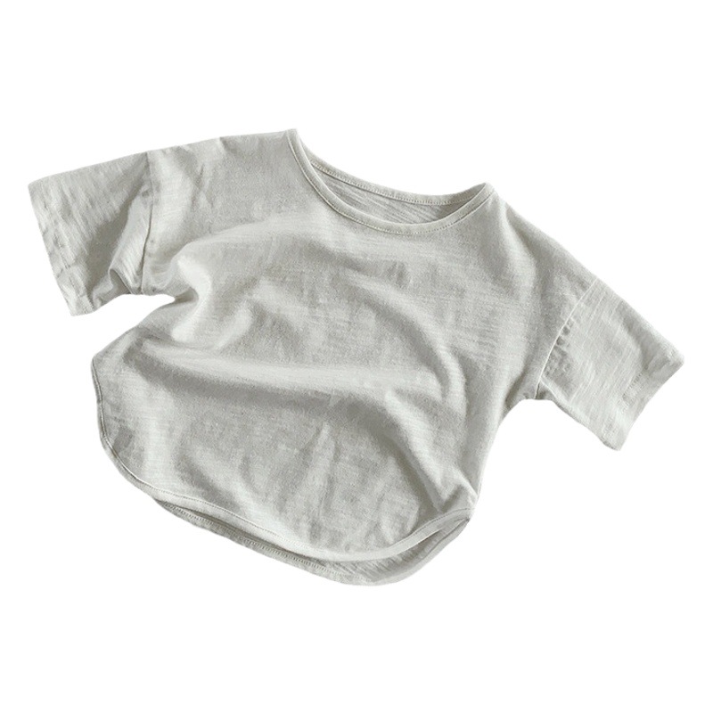 Camiseta de manga corta de algodón flameado para niños estilo coreano para niñas de verano camiseta personalizada de algodón versátil para niños top japonés ropa para niños