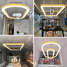 LED时尚大气发廊美发店超亮长方形灯具烘焙店中岛展示柜金色吊灯