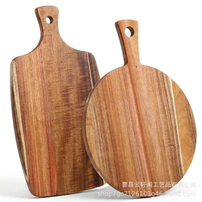 Acacia Wood Cutting Board with Handle Tray Farmhouse Dinner Plate Deli Platter Set Western-Style Steak Board Bread Cutting Board