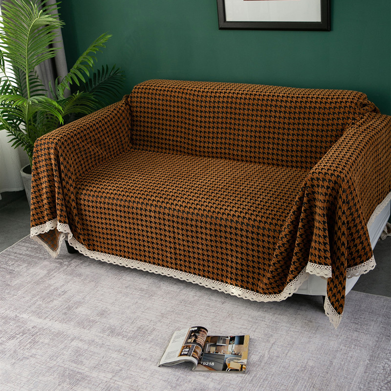 Thickened Chenille Full-cover Houndstooth Cover, Elastic, Multifunctional, Suitable For All Seasons, Sofa Cushion Cover_voghion.com