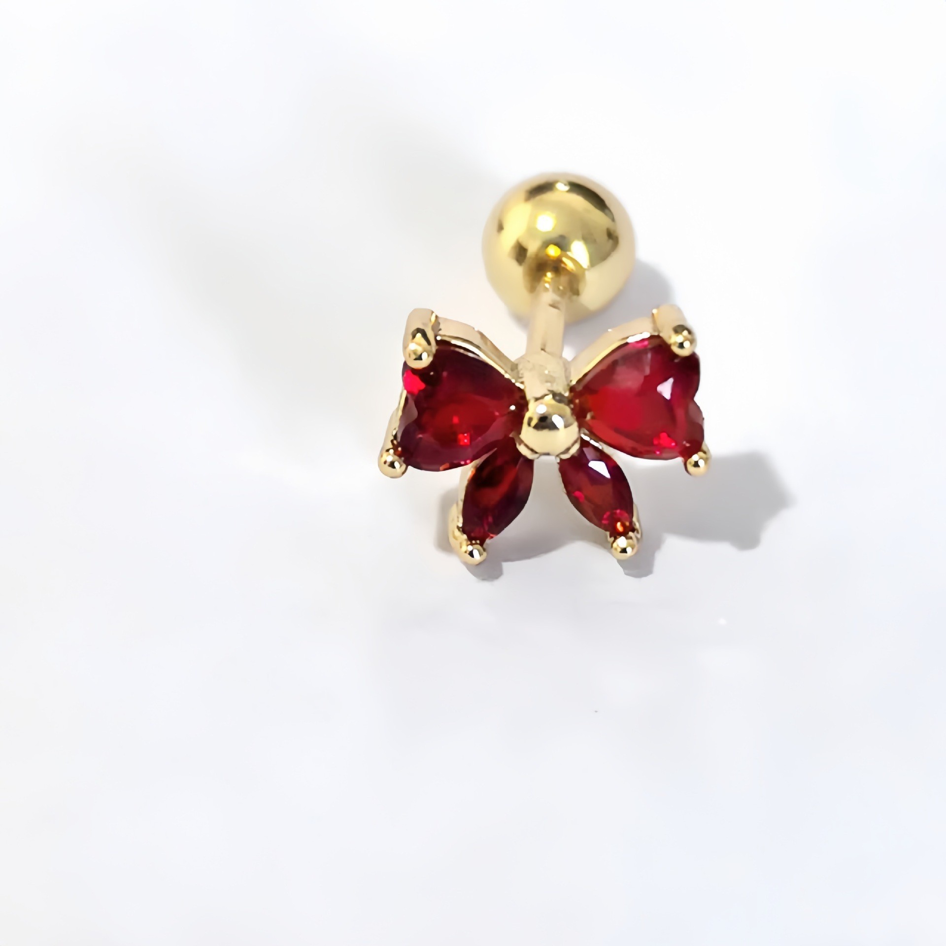 Butterfly Bowknot 18K Gold Plated Zircon Titanium Steel Ear Cartilage Stud Earrings for Women detail image 8
