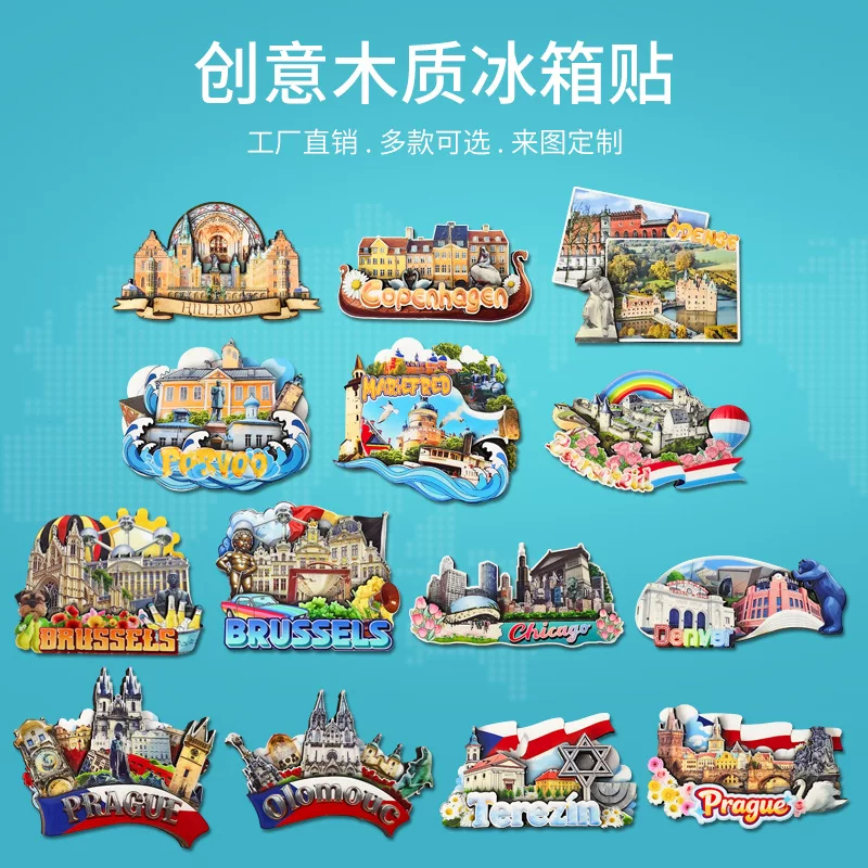 (Cross-border trading), сувенир, деревянная трехмерная магнитная магнитная закладка на холодильник, (Physicals)