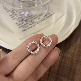 韩版钻光波光粼粼车花耳扣耳环INS风小众设计高级轻奢耳饰品批发