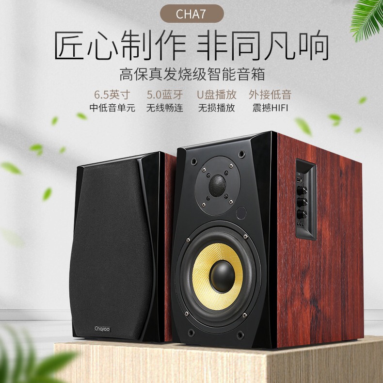 Chqiao Active Hifi Bookshelf Audio Fiber Optic Coaxial Desktop Home Living Room Tv Bluetooth Computer Speaker