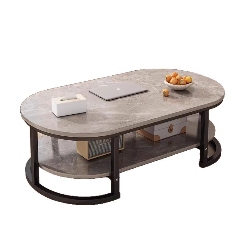 Mesa de té, sala de estar, mesa de alquiler doméstica, simple y lujosa, nueva mesa de té ovalada simple.