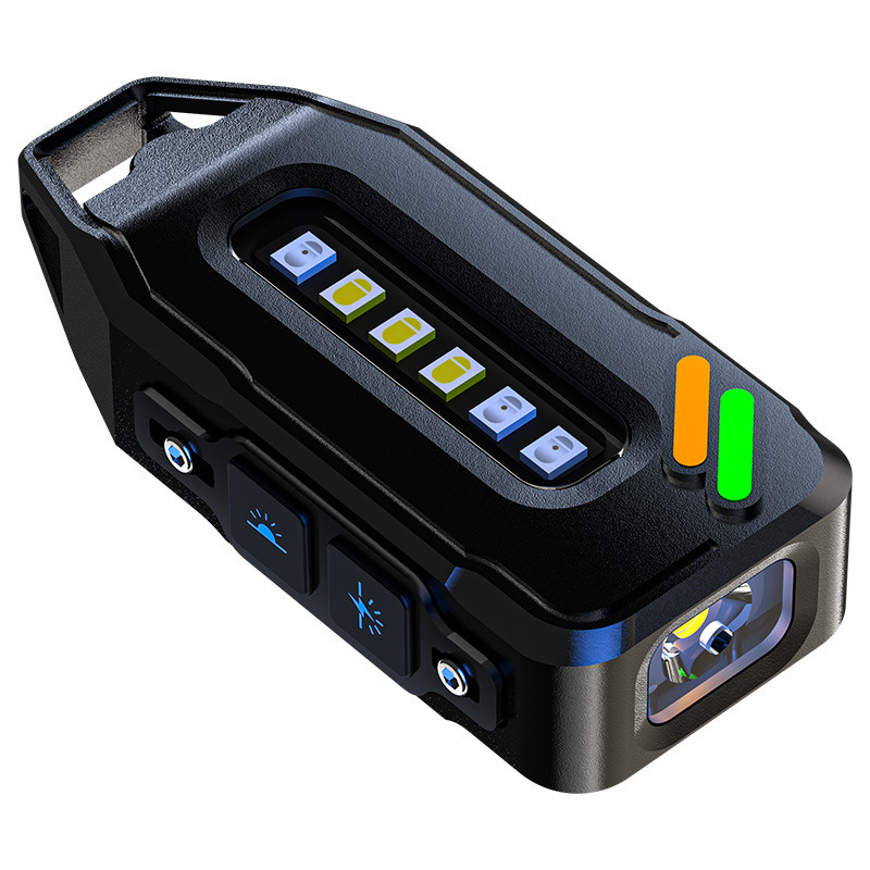 Transfronterizo mini linterna de luz alta recargable portátil llavero lámpara LED de advertencia de emergencia