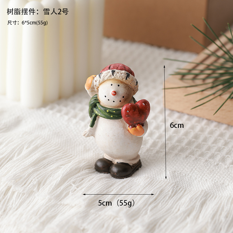 Decoración del árbol de Navidad de madera muñeca de resina decoración de escritorio decoración de micro paisaje muñeca de nieve