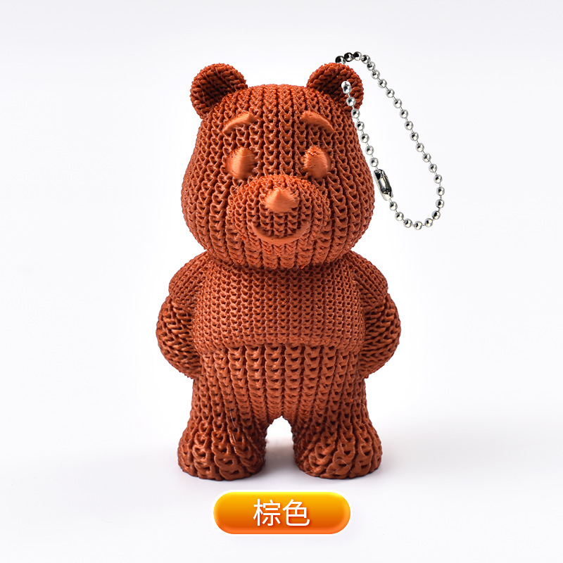 Llavero con Colgante de Osito de Peluche Tejido, Impreso en 3D, Recuerdo, Juguete Impreso en 3D, para Llaves de Coche, Éxito de Ventas Transfronterizo