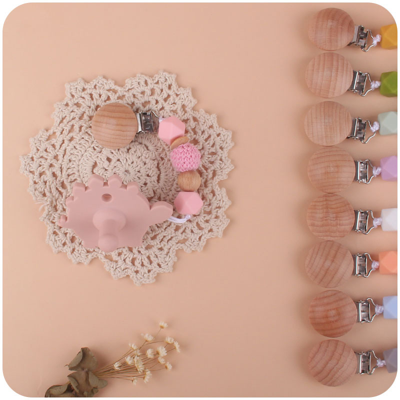 Nuevos suministros para bebés Clip de haya calmante bebé cuentas octogonales de silicona cadena anti-caída Amazon AliExpress