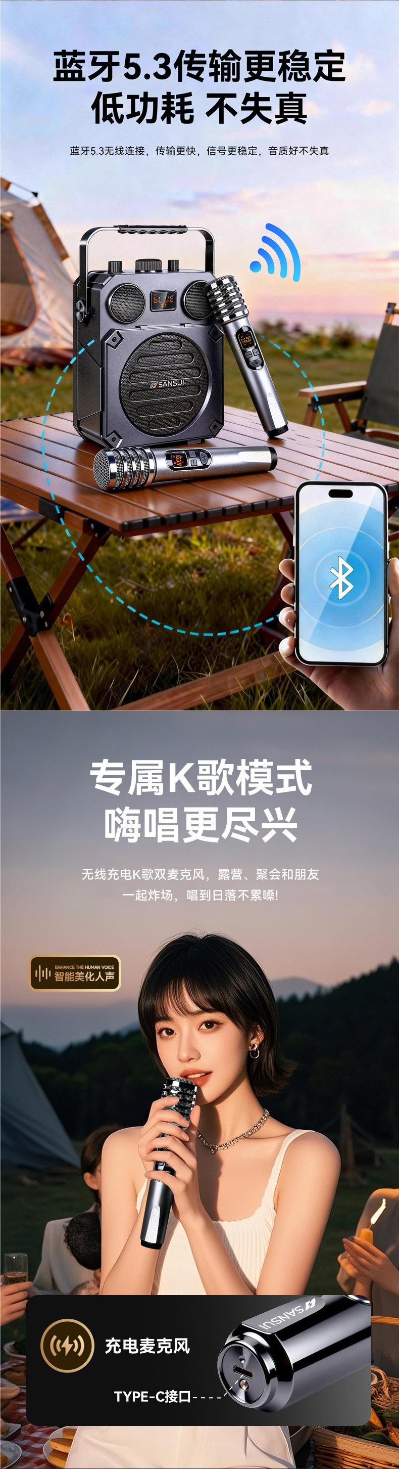 Shanshui HS02 Outdoor Square Dance Speaker Bluetooth New Model Portable Speaker with Microphone for Karaoke Official Flagship Product