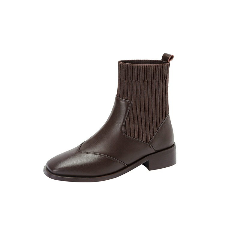 College Career Versatile Square Toe Thick Heel Warm Plush Women's Boots_voghion.com