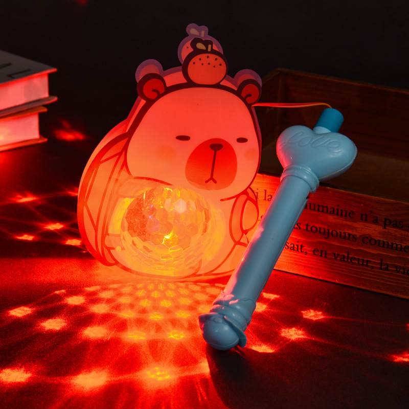 Festival del Medio Otoño Dibujos animados Música portátil luminosa Linternas Mercado nocturno Puesto de juguetes para niños Cantar Proyección Linternas al por mayor