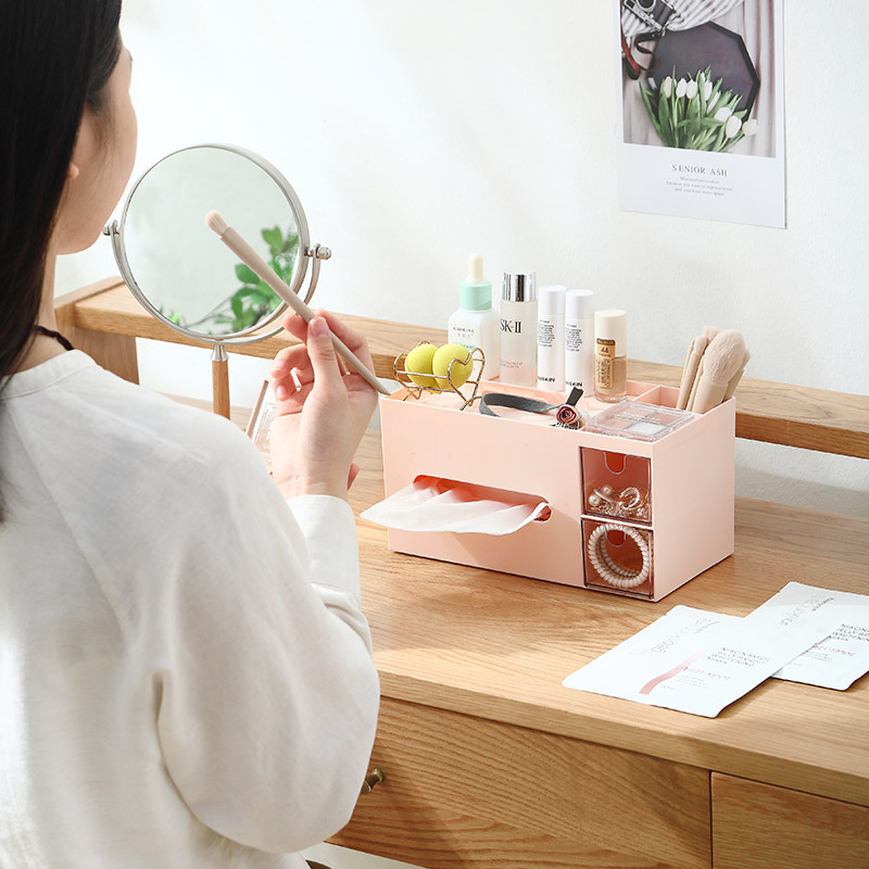 multi-function Tissue box desktop drawer storage box mobile phone Bracket household Cosmetic brush Hair rope Remote control Storage