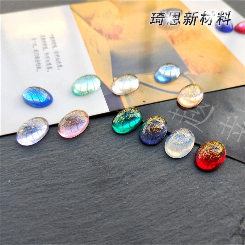 diy Oval Accessories Resin Ring Face Earrings Accessories Jelly Material Package Wholesale Rhinestone Egg Shaped Diamond