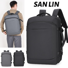新款商务双肩包USB接口电脑包大容量扩容背包多功能出差旅行包