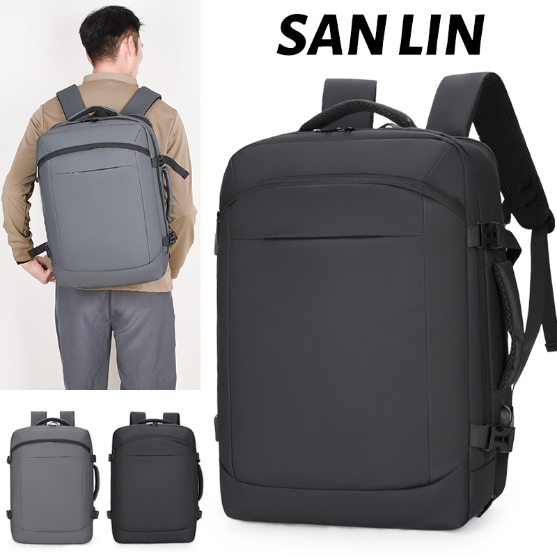 新款商务双肩包USB接口电脑包大容量扩容背包多功能出差旅行包