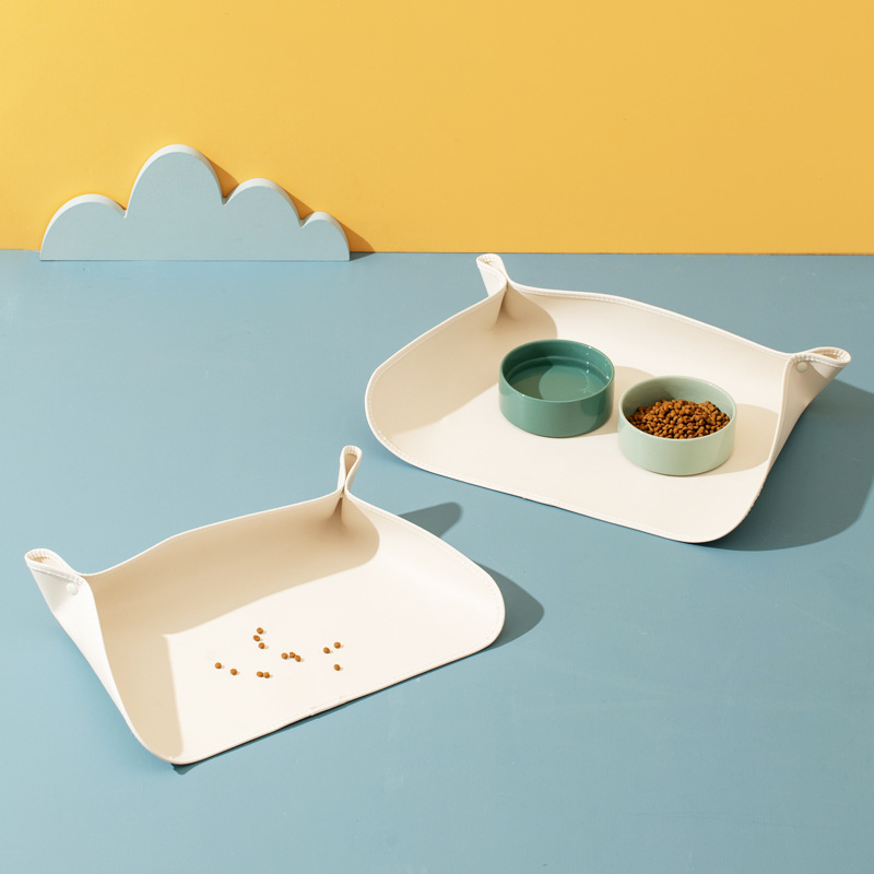 Transfronterizo anti-derrame mantel mascota gato tazón estera impermeable a prueba de aceite de cuero de la PU gato tazón perro tazón antideslizante tamaño estera mantel