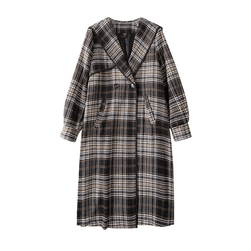 Women's Plaid Long Coat Image 6