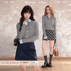 LOVEHEYNEW灰色假两件韩系学院针织衫女2025秋冬季显瘦上衣毛衣