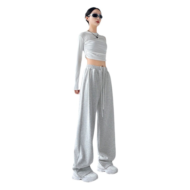 Pantalones deportivos de mujer estilo americano 2025, nuevos de primavera y otoño, de cintura alta, adelgazantes, de pierna ancha, casuales, rectos y tipo jogger. image 1