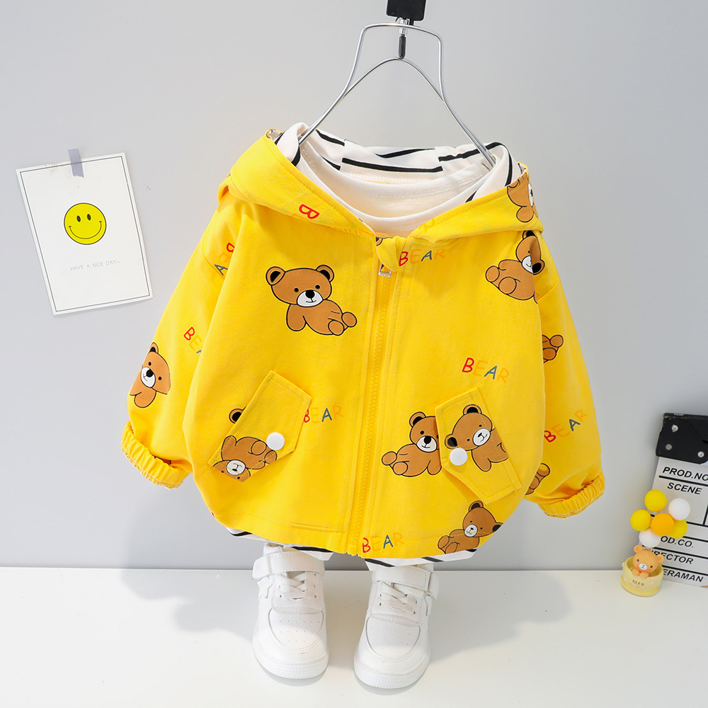 New spring zip-up cardigan for boys and girls, cartoon hooded cardigan for toddlers and preschoolers, dropshipping available. (1565)
